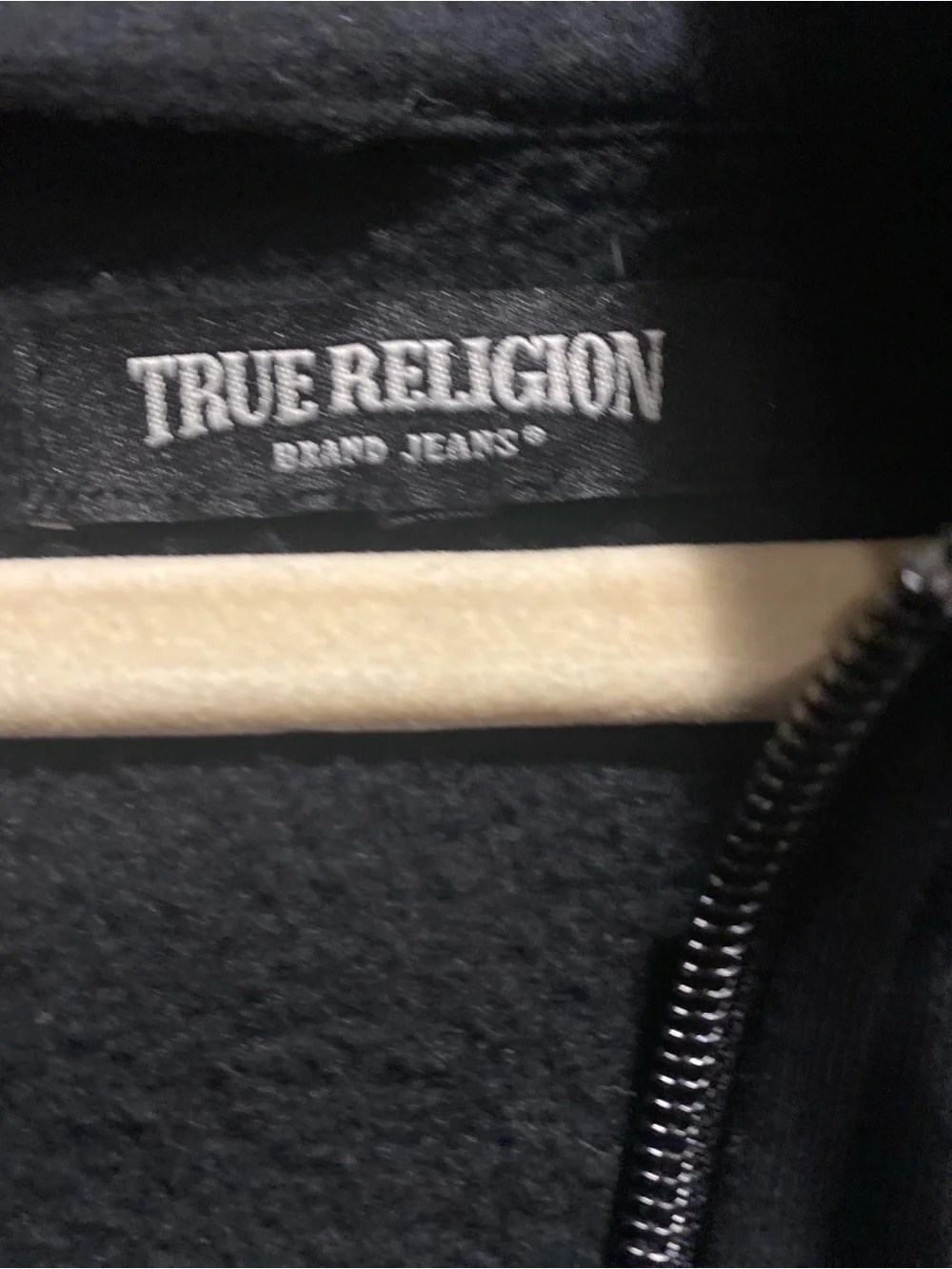 True Religion Graphic Print Full Zip Hoodie Black Men's Size L